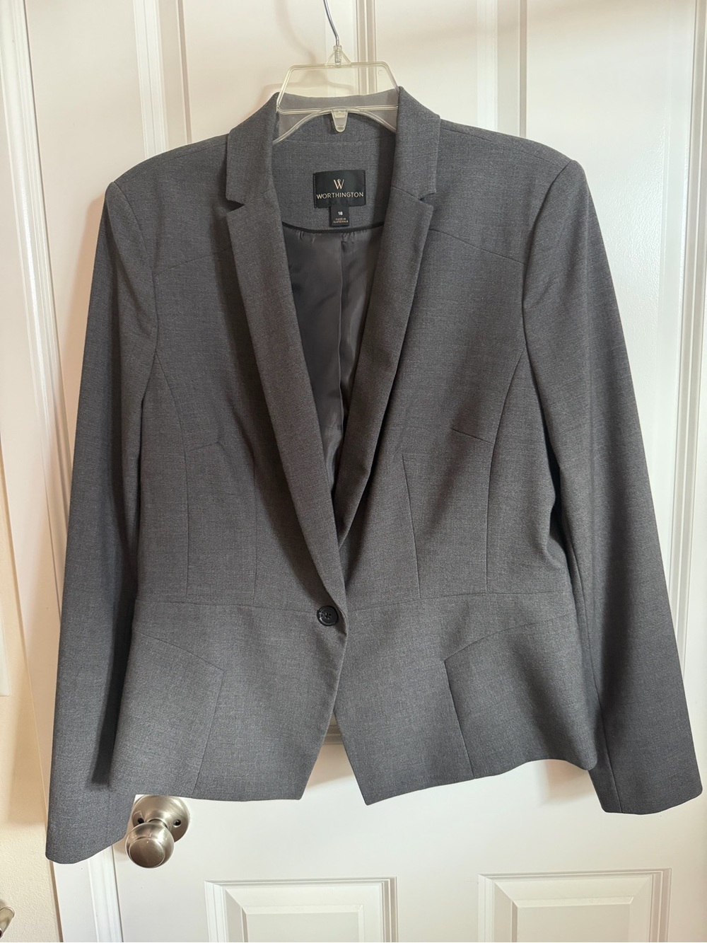 Worthington Charcoal Gray Single-Button Women's Blazer